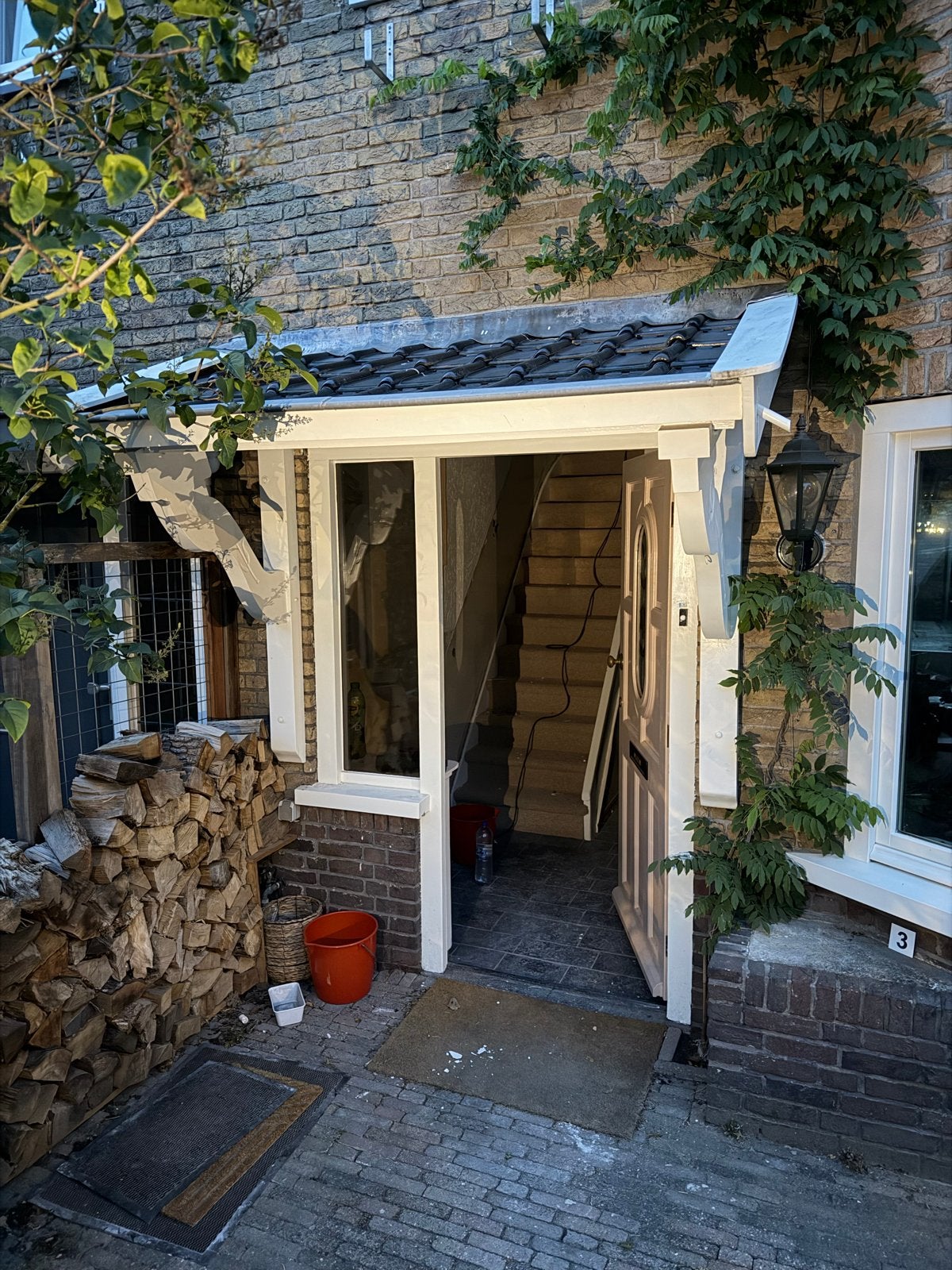 Mooie overkapping deur met verlichting, Tuin en Terras, Ophalen, Zo goed als nieuw, Overige typen