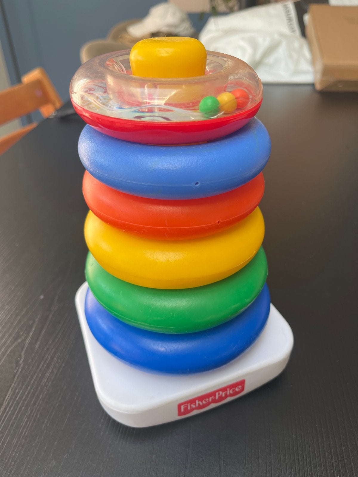Fisher-Price Ringenstapelaar met rammelaar, Ophalen of Verzenden, Gebruikt, Overige typen