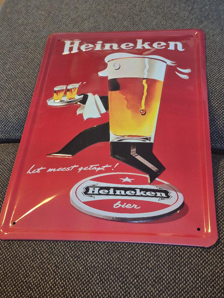 Metalen Heineken reclame, Verzamelen, Ophalen of Verzenden, Reclamebord