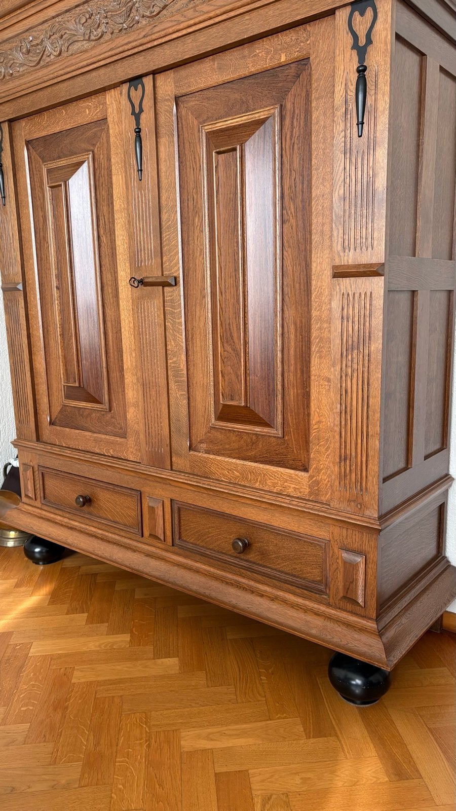 Antieke Groenlose Kast - Eikenhout, 185x171x58 cm, Antiek en Kunst, Ophalen