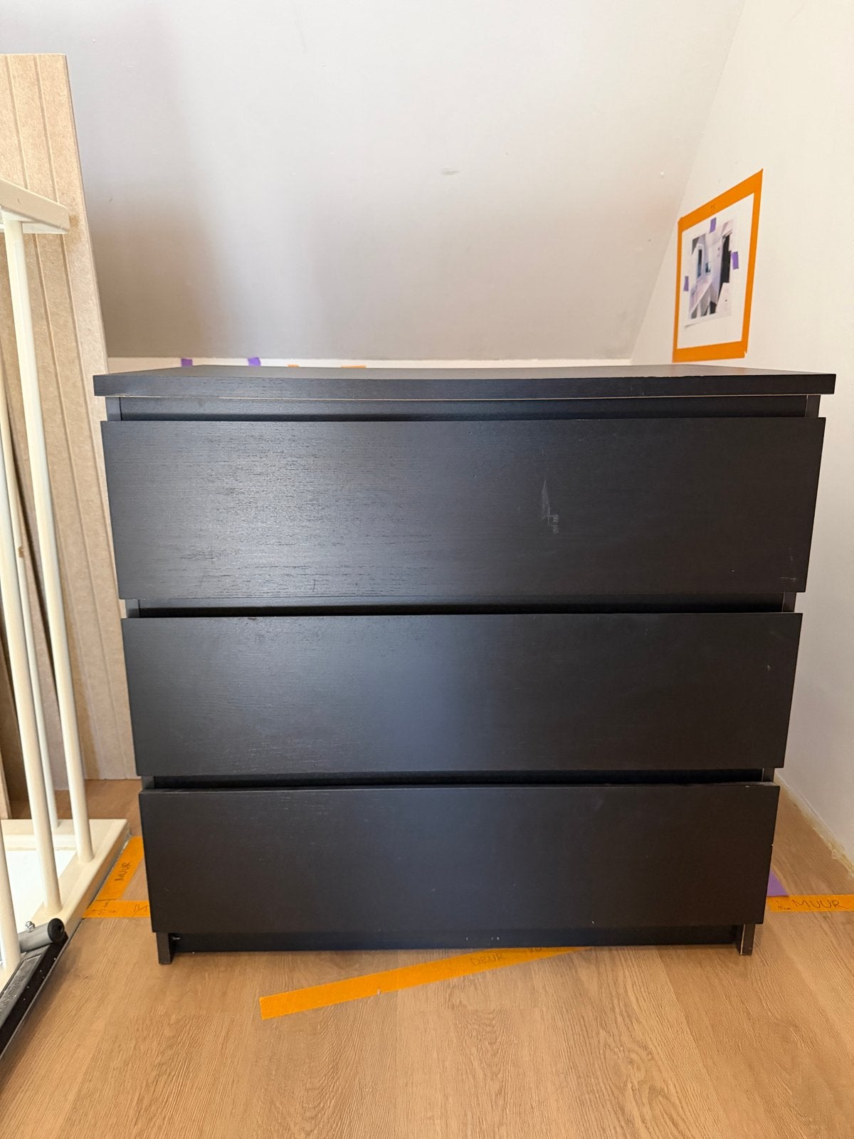 IKEA Malm ladekast met 3 laden - Zwart, Ophalen, Gebruikt, 50 tot 100 cm, 3 of 4 laden