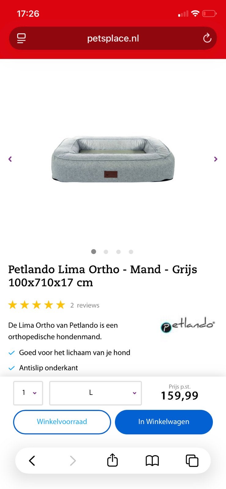 Orthopedische hondenmand, Dieren en Toebehoren, Ophalen, Zo goed als nieuw