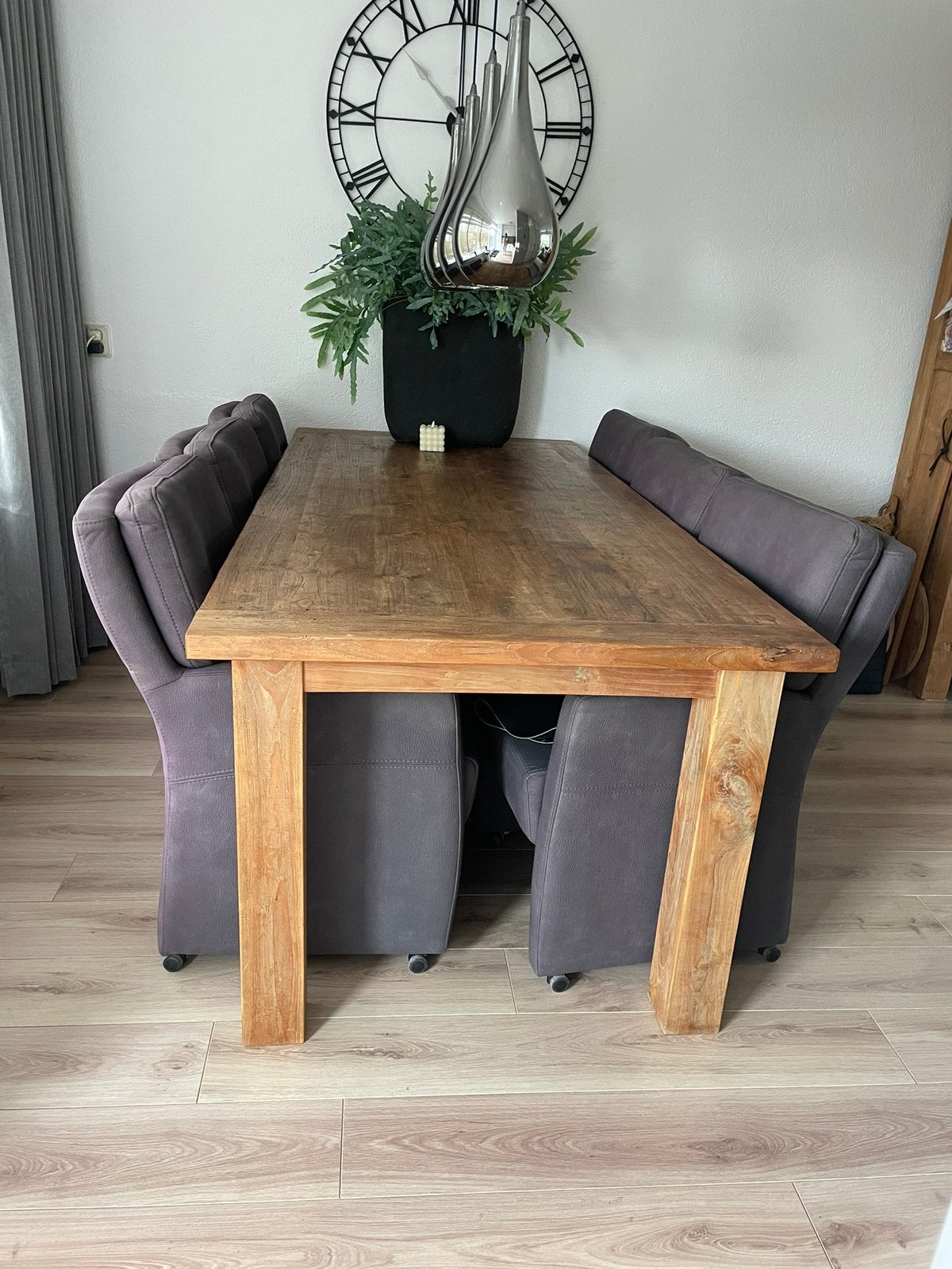Teak robuuste tafel 220x100 cm, Ophalen, 100 tot 150 cm, Teakhout, 200 cm of meer