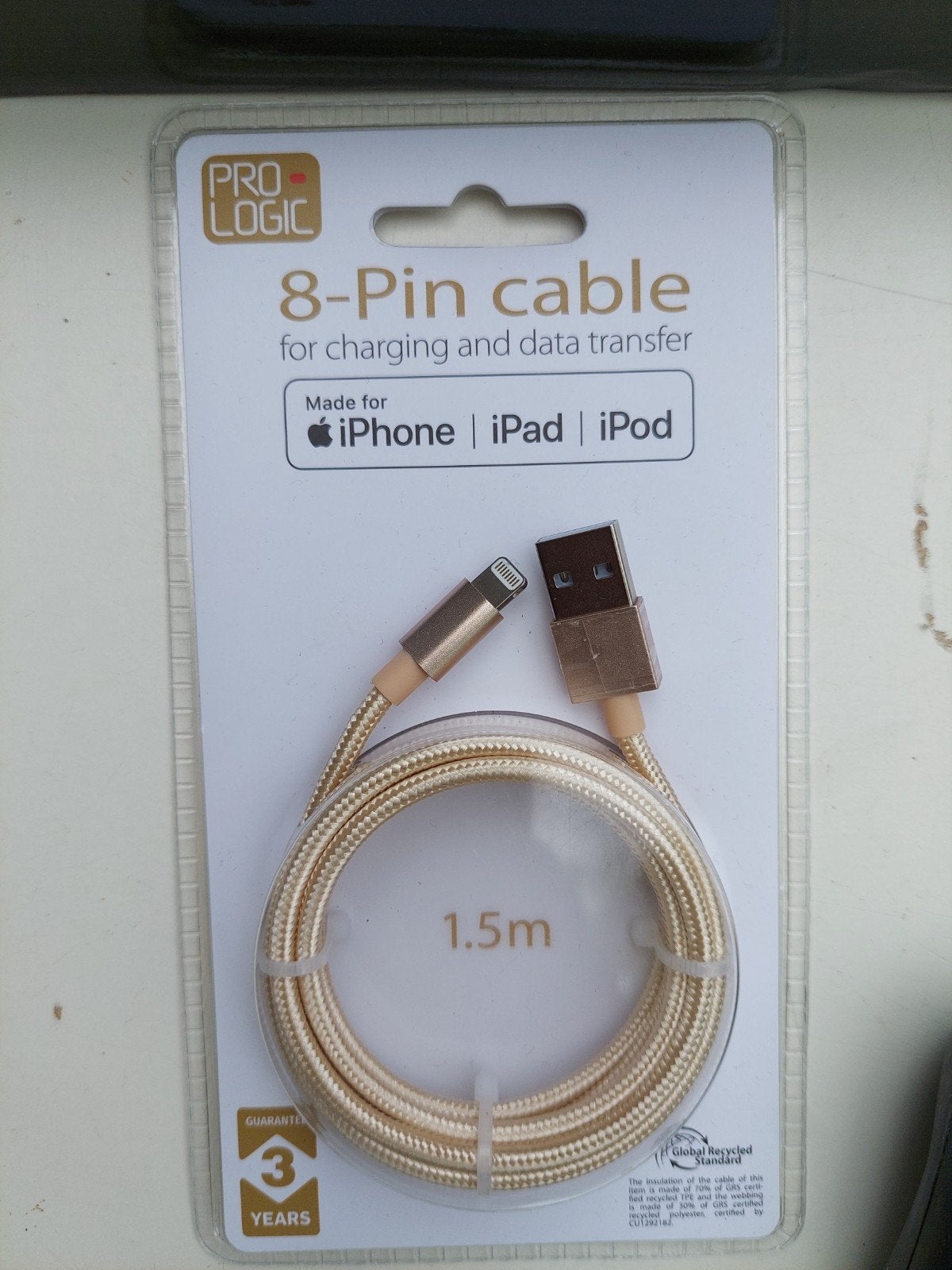 PRO LOGIC 8-Pin Kabel voor iPhone, iPad, iPod - 1.5m, Ophalen of Verzenden, Nieuw, Snoer of kabel, Apple iPhone