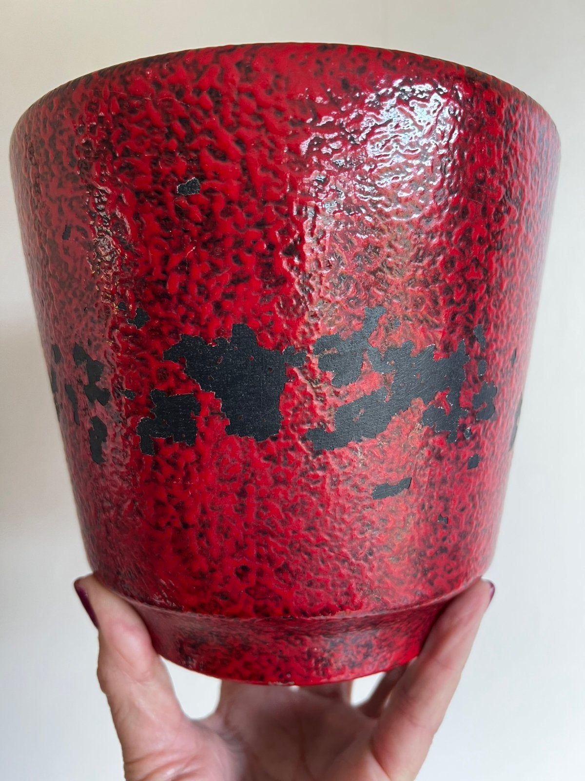 Vintage Grote Dümler & Breiden Germany Bloempot Rood op Voet, Ophalen of Verzenden