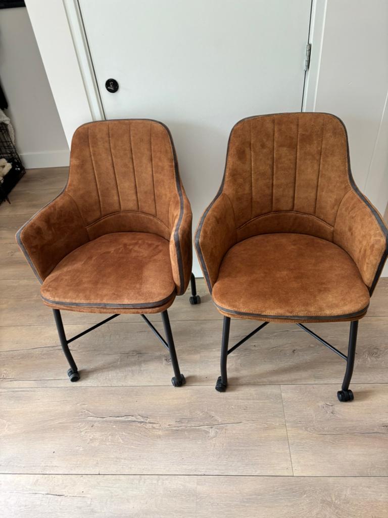 Mooie cognac eetkamerstoelen, Huis en Inrichting, Stoelen, Ophalen, Zo goed als nieuw, Bruin, Twee