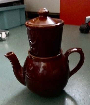 Antieke koffiepot, bruin keramiek, Ophalen of Verzenden