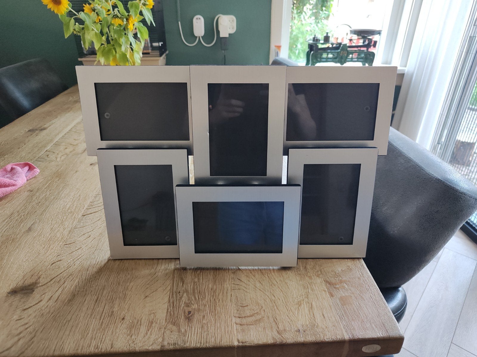 Set van 6 zilverkleurige fotolijstjes, Gebruikt, Ophalen of Verzenden, Fotolijst, Metaal
