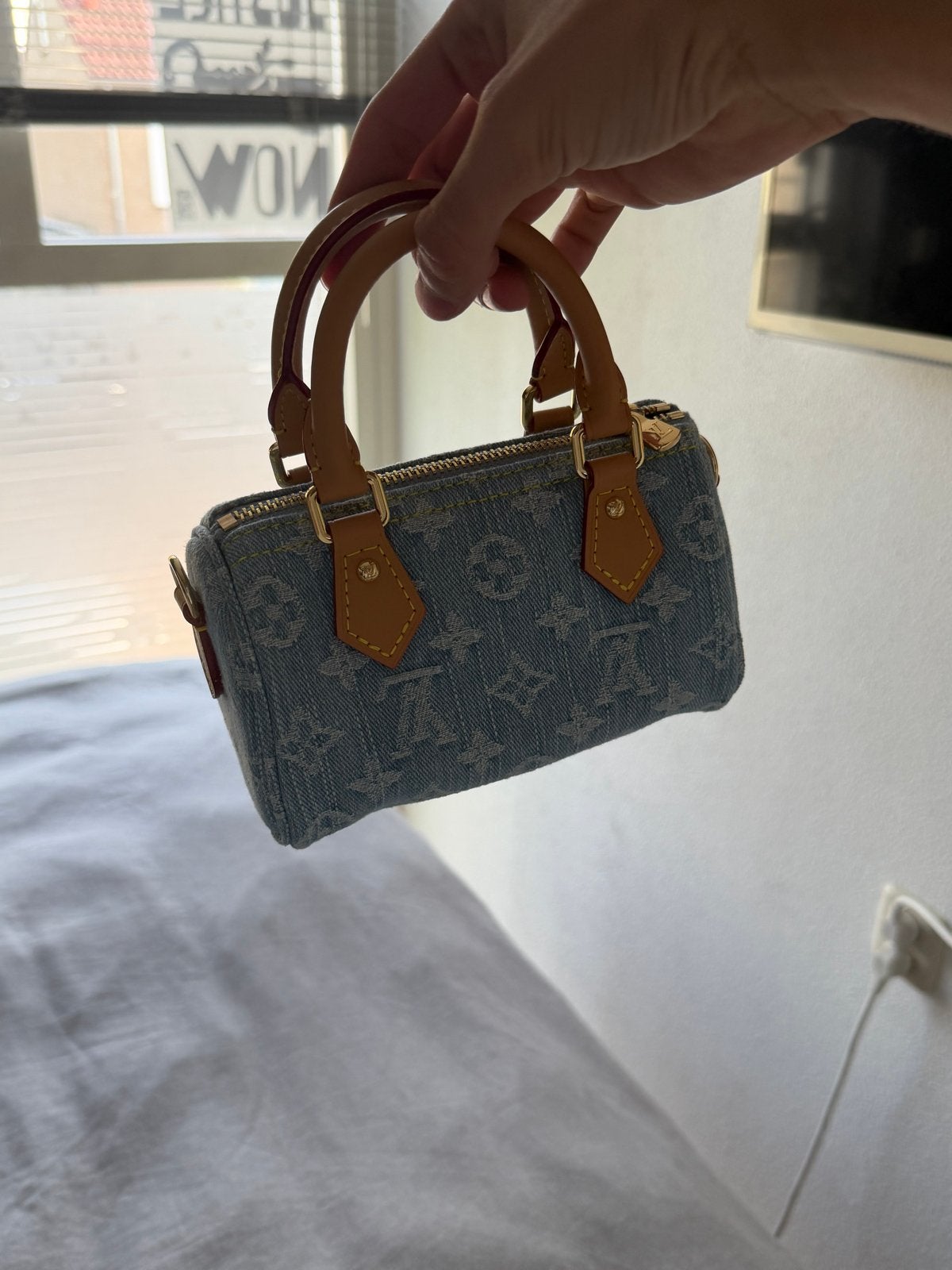 Louis Vuitton Mini Speedy Denim Monogram Handtas, Ophalen of Verzenden, Gebruikt, Blauw, Handtas