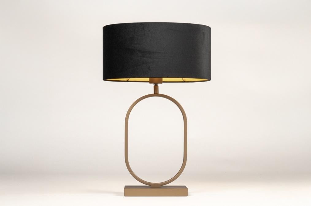 H 58cm brons zwarte tafellamp of taupe dressoir kast lamp, Ophalen of Verzenden, Nieuw, Stof, Minder dan 50 cm