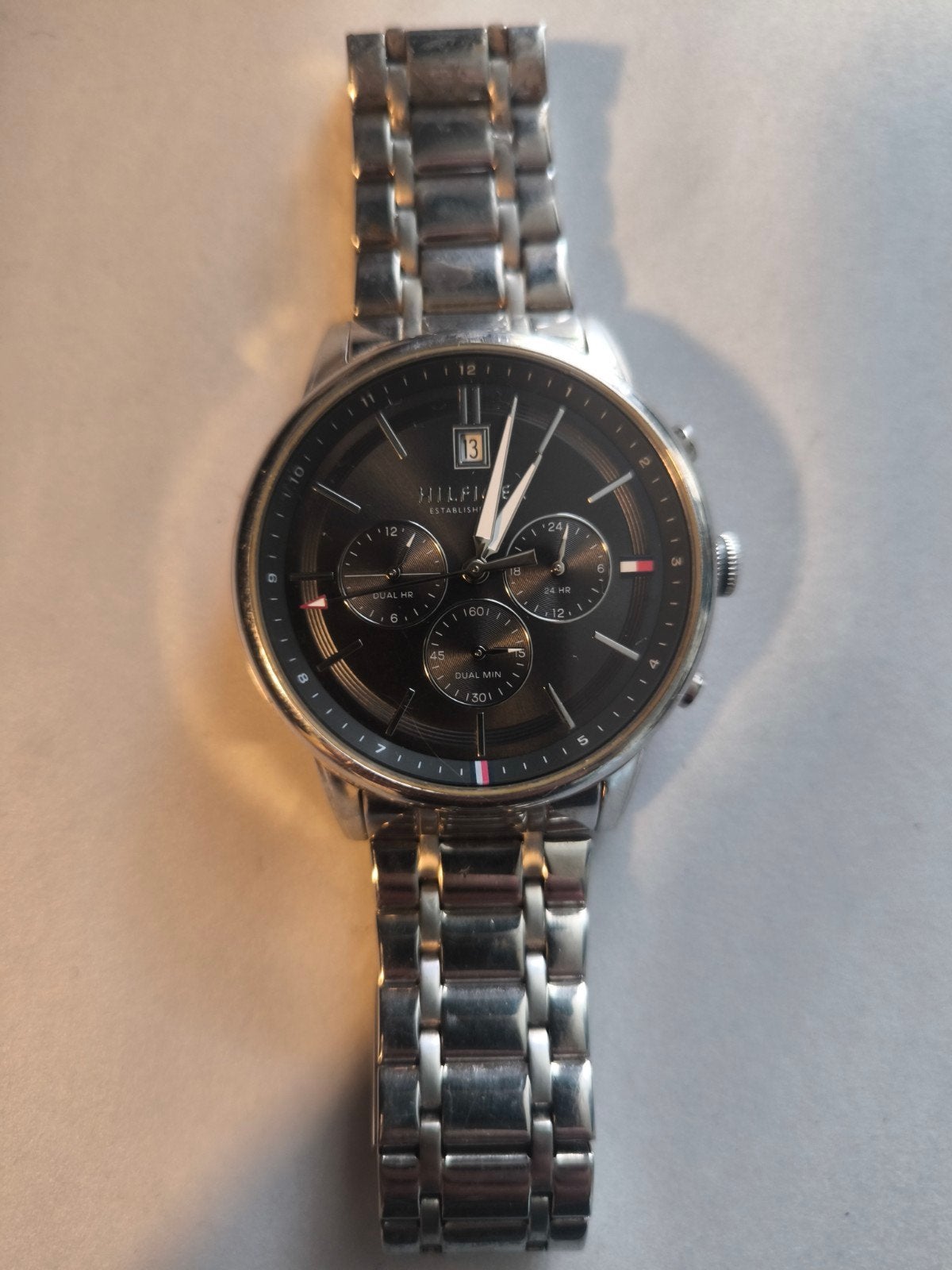 Tommy Hilfiger Wesley Dual Time Horloge (TH1710627), Overige merken, Staal, Gebruikt, Staal
