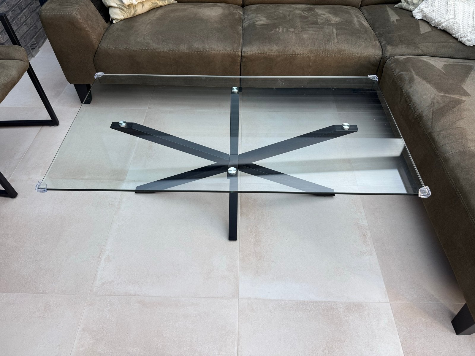 Glazen Salontafel met Zwart Metalen Onderstel, Huis en Inrichting, 50 – 75, 100 tot 150 cm, Rechthoekig, 50 tot 100 cm