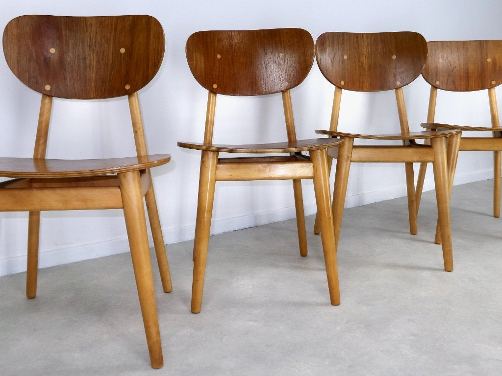 set van vier SB11 eettafelstoelen Cees Braakman Pastoe 50s, Ophalen, Gebruikt, Overige kleuren, -