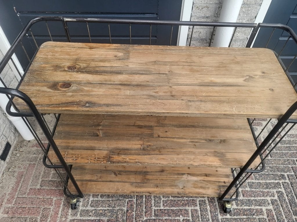 Industriële stalen bakkerskar met houten planken € 30.00, Ophalen, Gebruikt