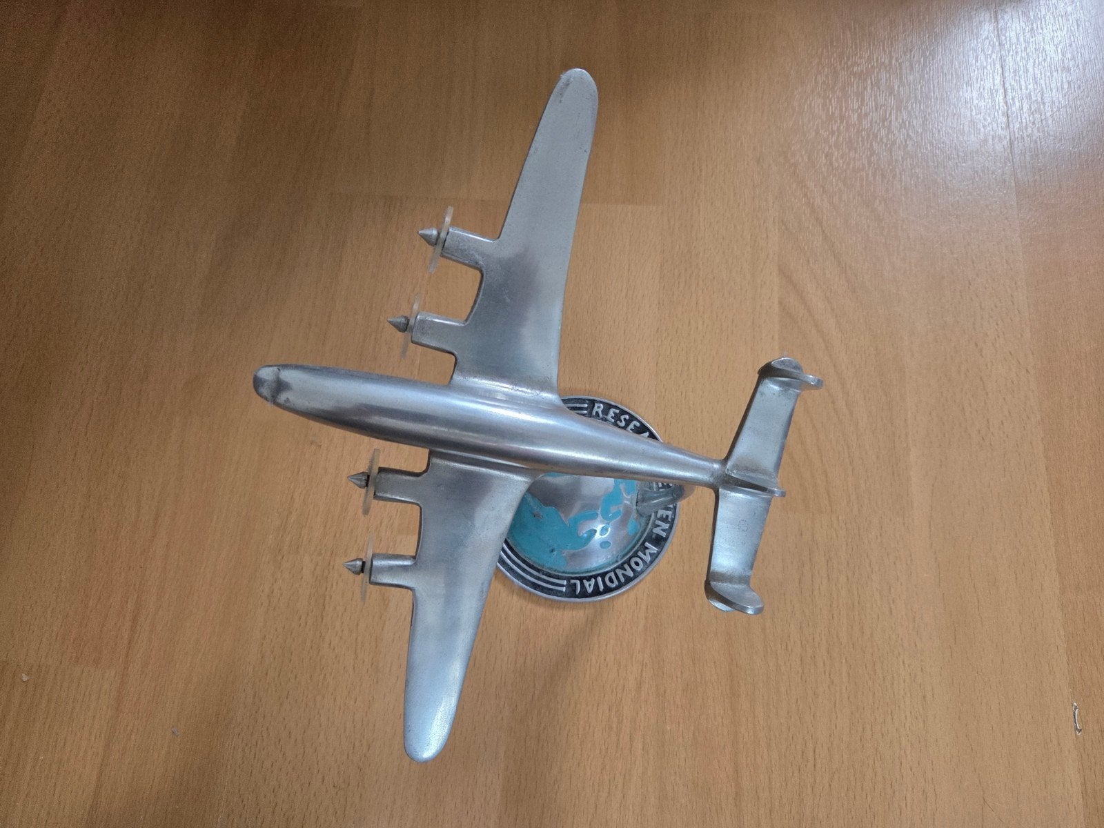 Vintage Lockheed Constellation Vliegtuigmodel op Voet - Meta, Ophalen of Verzenden