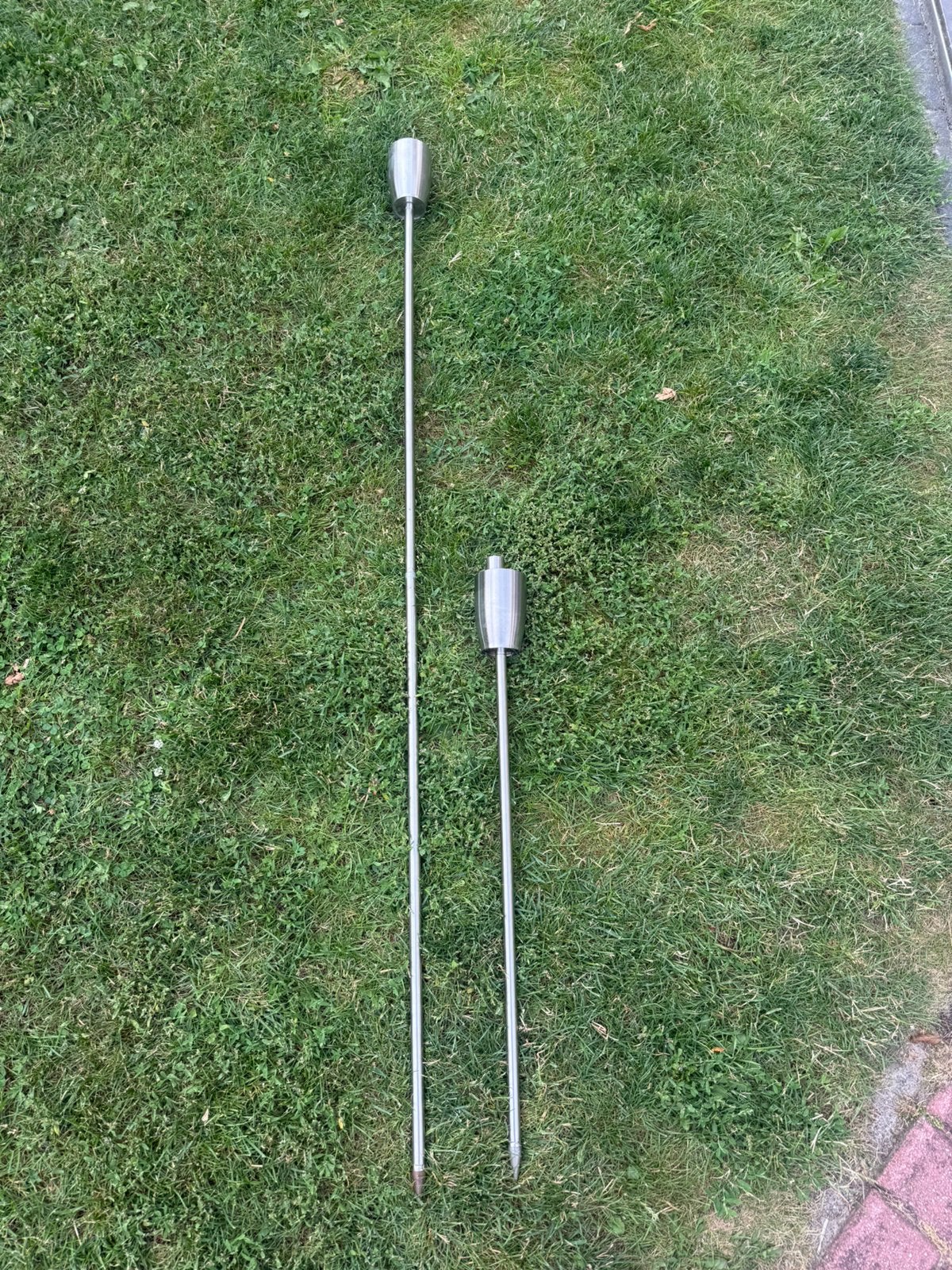 2 RVS tuinfakkels – in doos – compleet, Tuin en Terras, Fakkels, Ophalen of Verzenden, Gebruikt