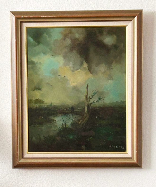 A.P.J. Sibens - Olieverf op doek, Antiek en Kunst, Kunst | Schilderijen | Klassiek, Landschap, Overige stijlen, Olieverf, Doek