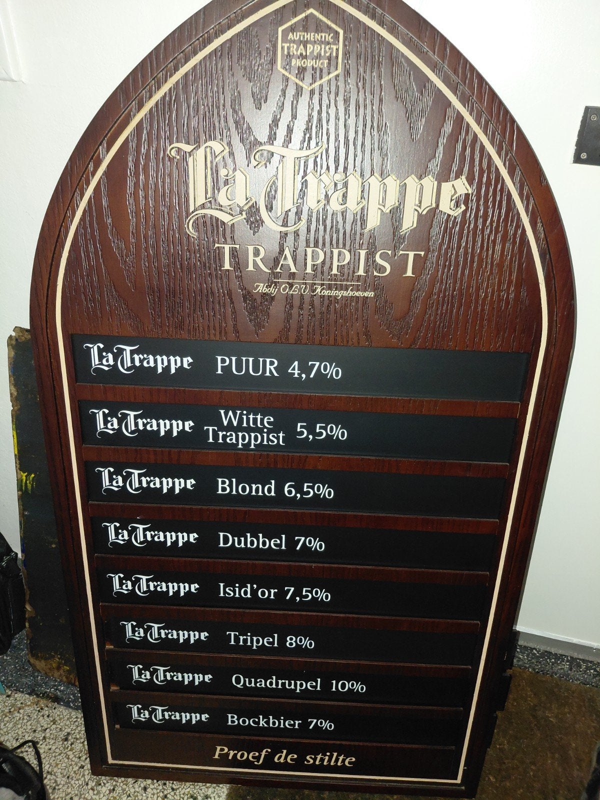 La Trappe Trappist Bier Reclamebord - Houten Menu, Verzamelen, Ophalen
