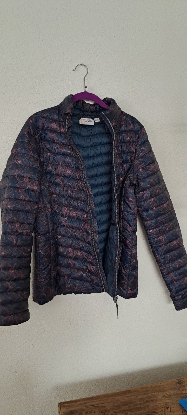 Dames gewatteerde jas met bloemenprint, Ophalen of Verzenden, Gedragen, Maat 38/40 (M), Blauw