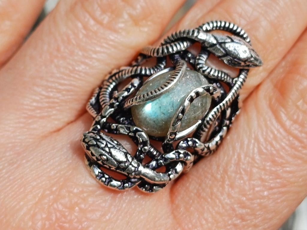 Vanoli 925 zilveren ring slang slangen labradoriet maat 18, Sieraden, Tassen en Uiterlijk, Ringen, Daiva1973@hotmail.com, 18 tot 19