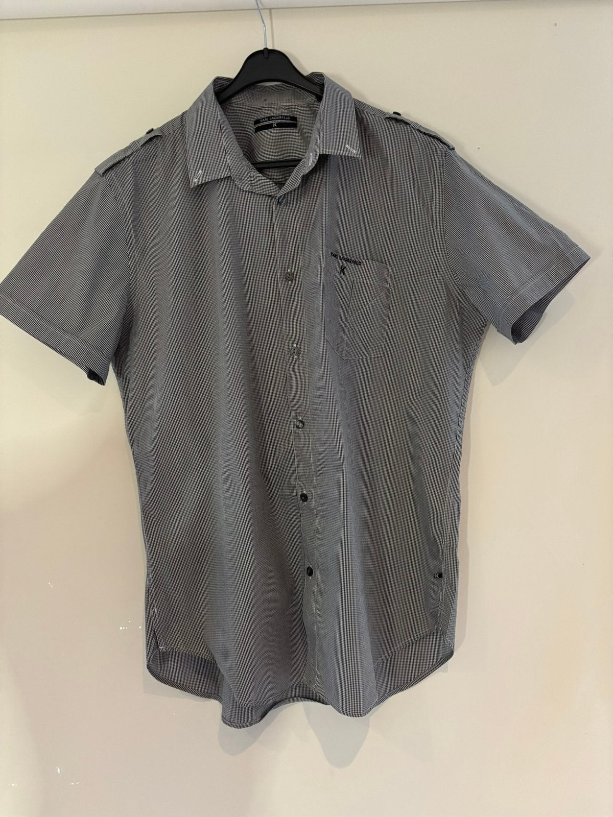 Karl lagerfeld zwart wit hemd xl, Ophalen of Verzenden, Zo goed als nieuw, Zwart, Halswijdte 43/44 (XL)