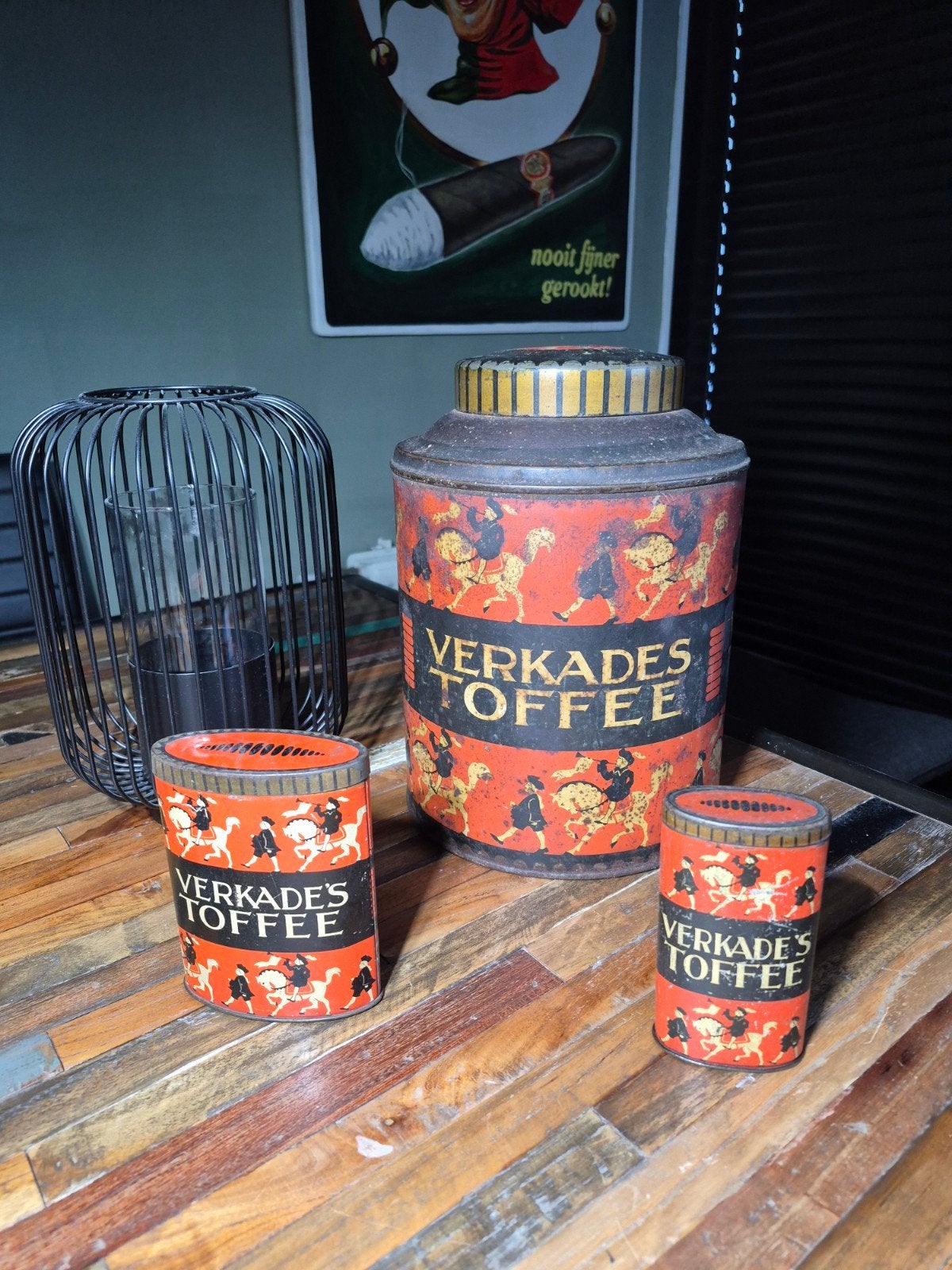 verkade toffees blik winkelblik set van 3 jaren 30, Verzamelen, Ophalen of Verzenden, Gebruikt, Koek(jes), Verkade