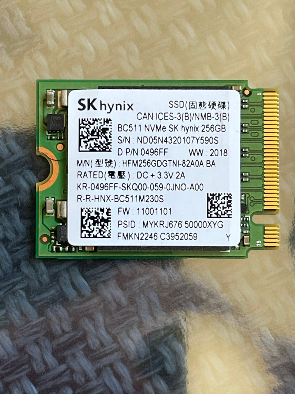 SK hynix BC511 256GB M.2 2230 NVMe SSD  96% Goed, Intern, Ophalen of Verzenden, Zo goed als nieuw, Laptop