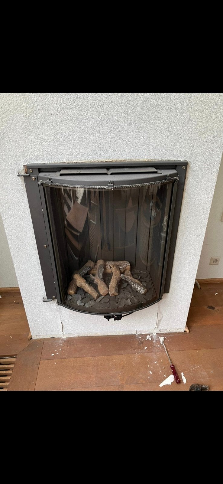 Inbouw gashaard met gebogen glas, Huis en Inrichting, Haarden, Ophalen, Gebruikt, Inbouwhaard, Gashaard