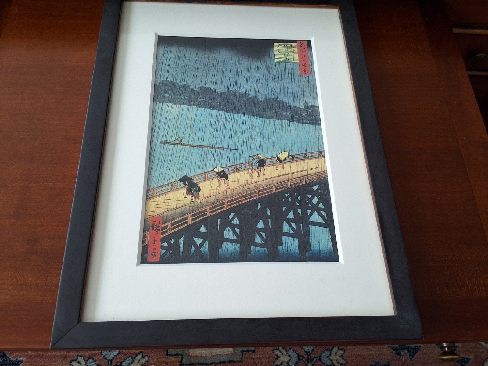 Hiroshige - Onverwachte avondbui op de Grote brug bij Atake, Ophalen of Verzenden