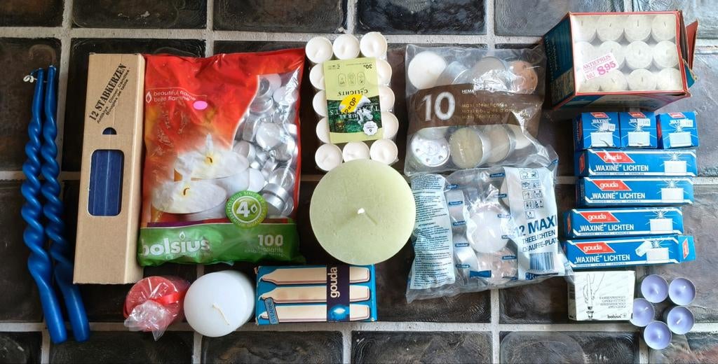 Grote partij kaarsen, waxinelichtjes, Gouda Verkade Bolsius, Overige materialen, Nieuw, Ophalen of Verzenden, Groen