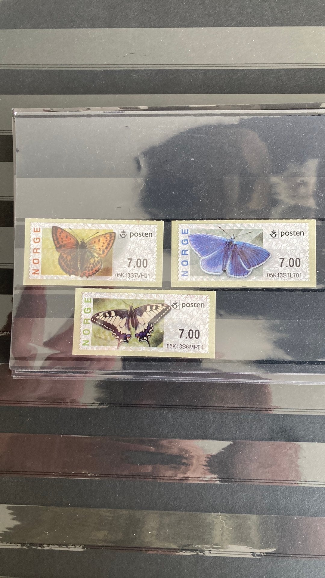 Noorwegen automaat strook vlinder 7/9 post fri/1585, Ophalen of Verzenden, Dier of Natuur