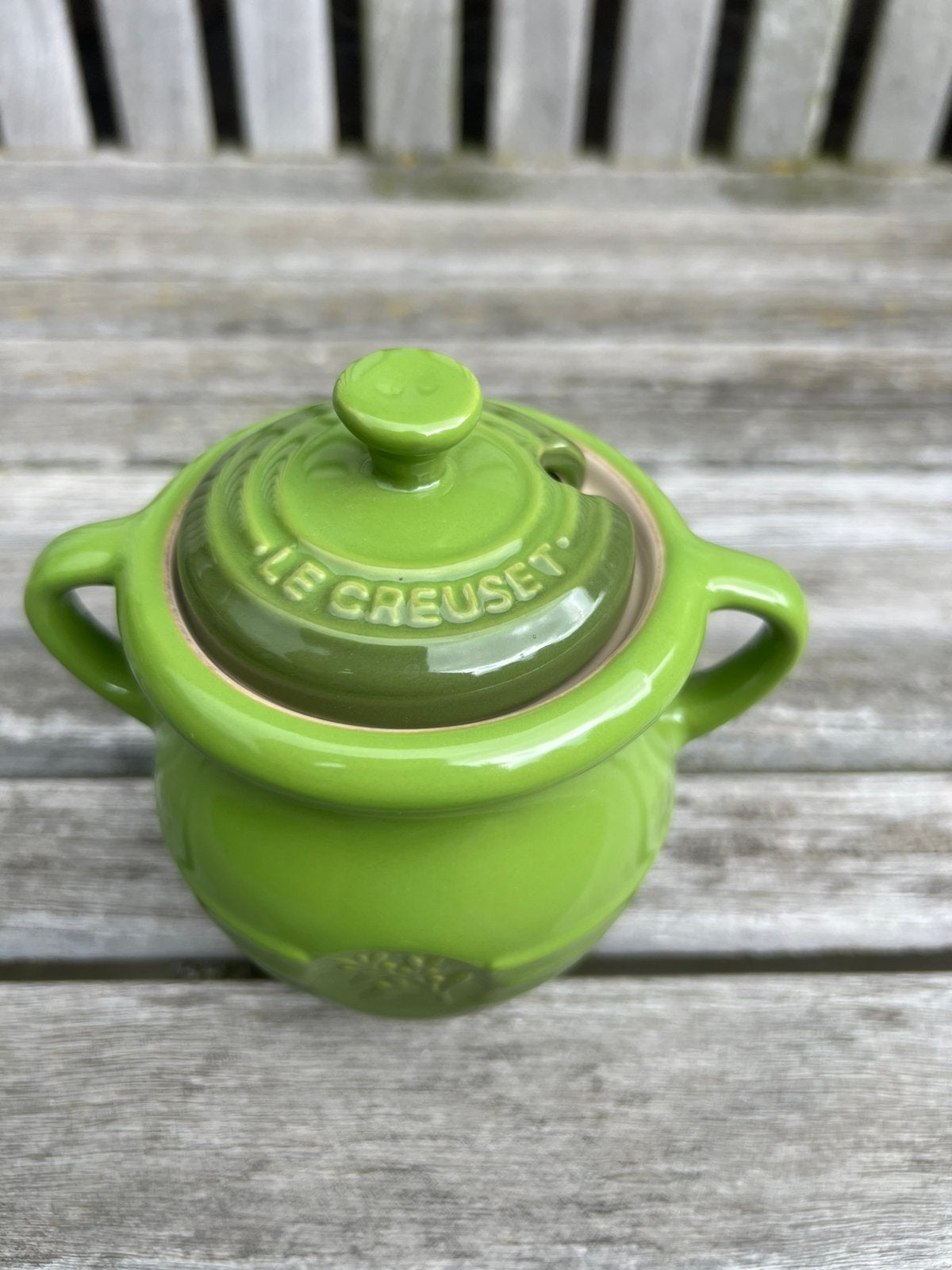 Zeldzaam Le Creuset olijfpotje, Le Creuset, Ophalen of Verzenden, Steen/keramiek, Le Creuset