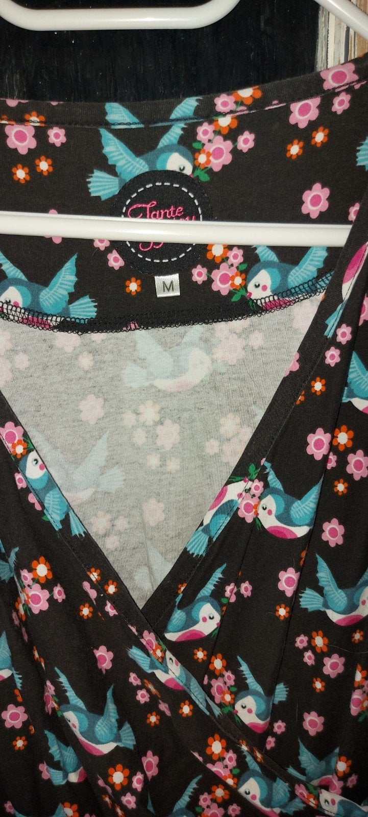 Tante Betsy jurk met vogeltjes en bloemen, maat M, Kleding | Dames, Maat 38/40 (M), Tante Betsy, Meerkleurig, Ophalen of Verzenden