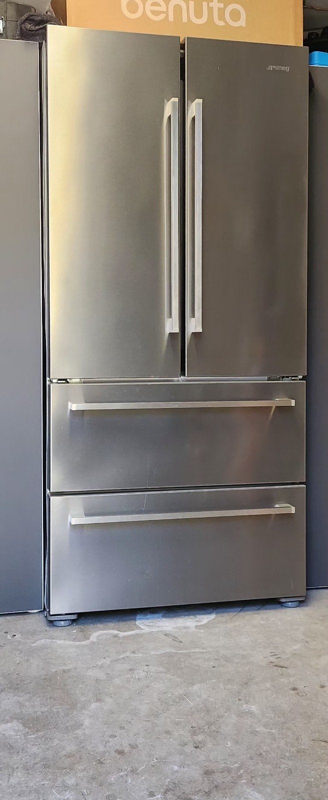 Smeg Koelkast met Aparte Vriezer - RVS, Witgoed en Apparatuur, Koelkasten en IJskasten, Ophalen, Gebruikt, 200 liter of meer, 60 cm of meer