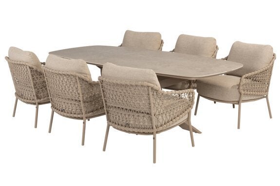 Sardinia low dining stoelen + Nevada low dining tafel 250 x