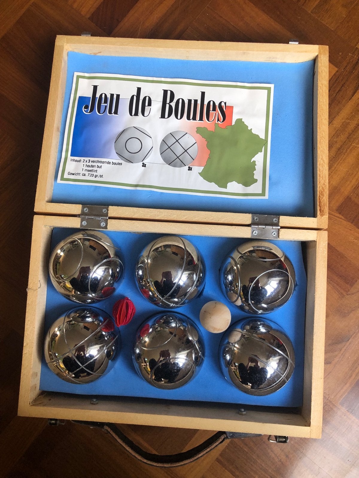 Jeu de Boules set in houten kist - Compleet, Ophalen of Verzenden, Zo goed als nieuw
