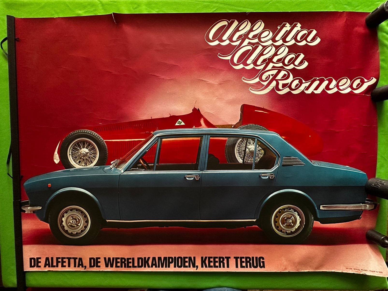 Alfa Romeo XXL dealerposter 1972. Orig. Alfetta introductie, Ophalen of Verzenden, Gebruikt, Auto's
