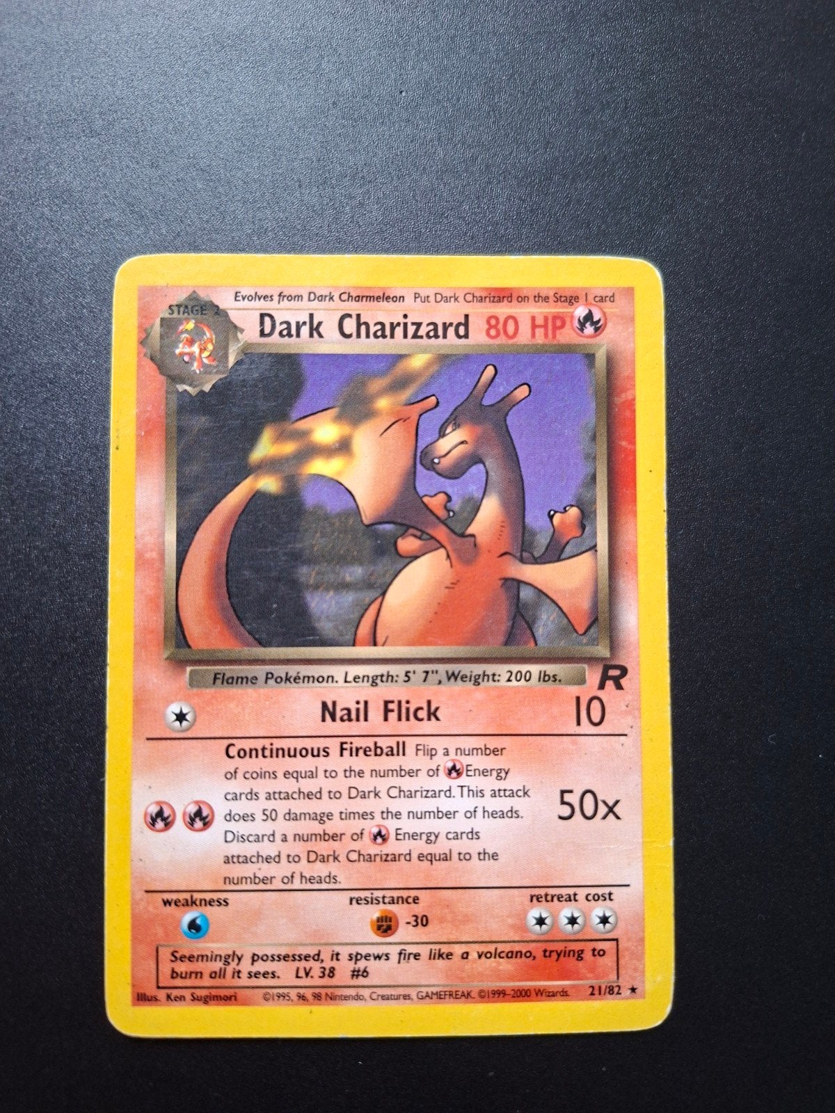 Pokémon Dark Charizard 80 HP 21/82 Team Rocket, Hobby en Vrije tijd, Ophalen of Verzenden, Gebruikt, Losse kaart