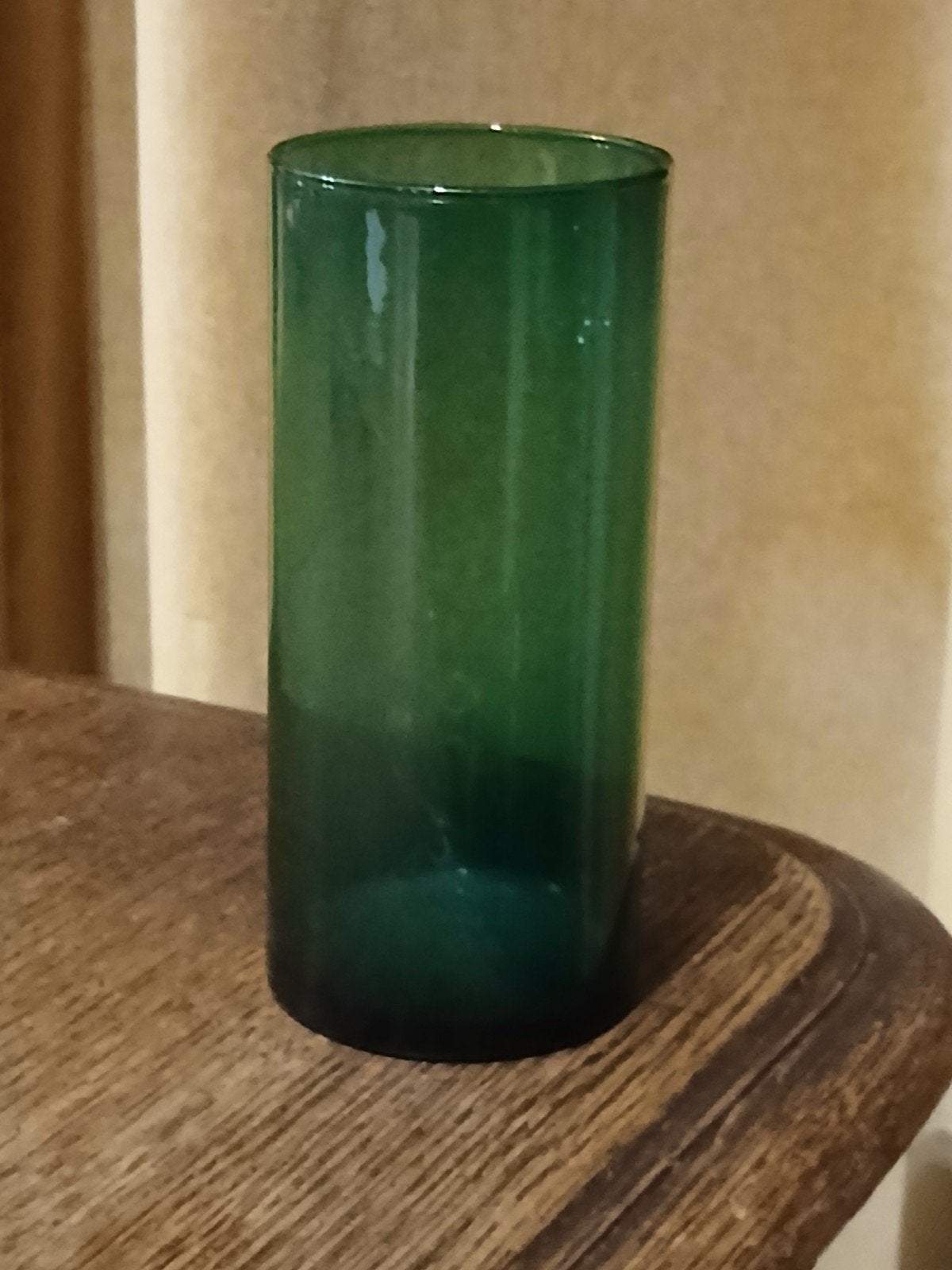 VINTAGE CILINDERVORMIGE GEBLAZEN VAAS .HG 14 CM DOORSNEE  6., Ophalen of Verzenden