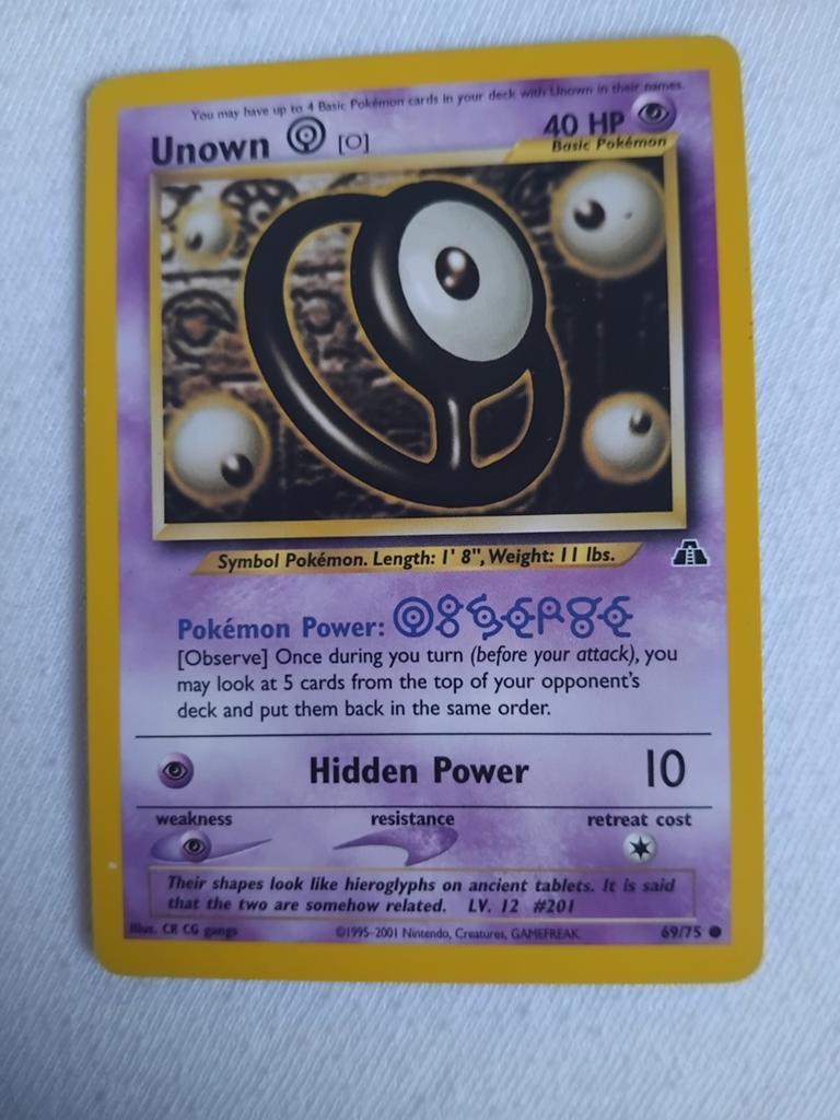 Pokémon Unown [O] (69/75) Neo Discovery Kaart, Ophalen of Verzenden, Gebruikt, Losse kaart