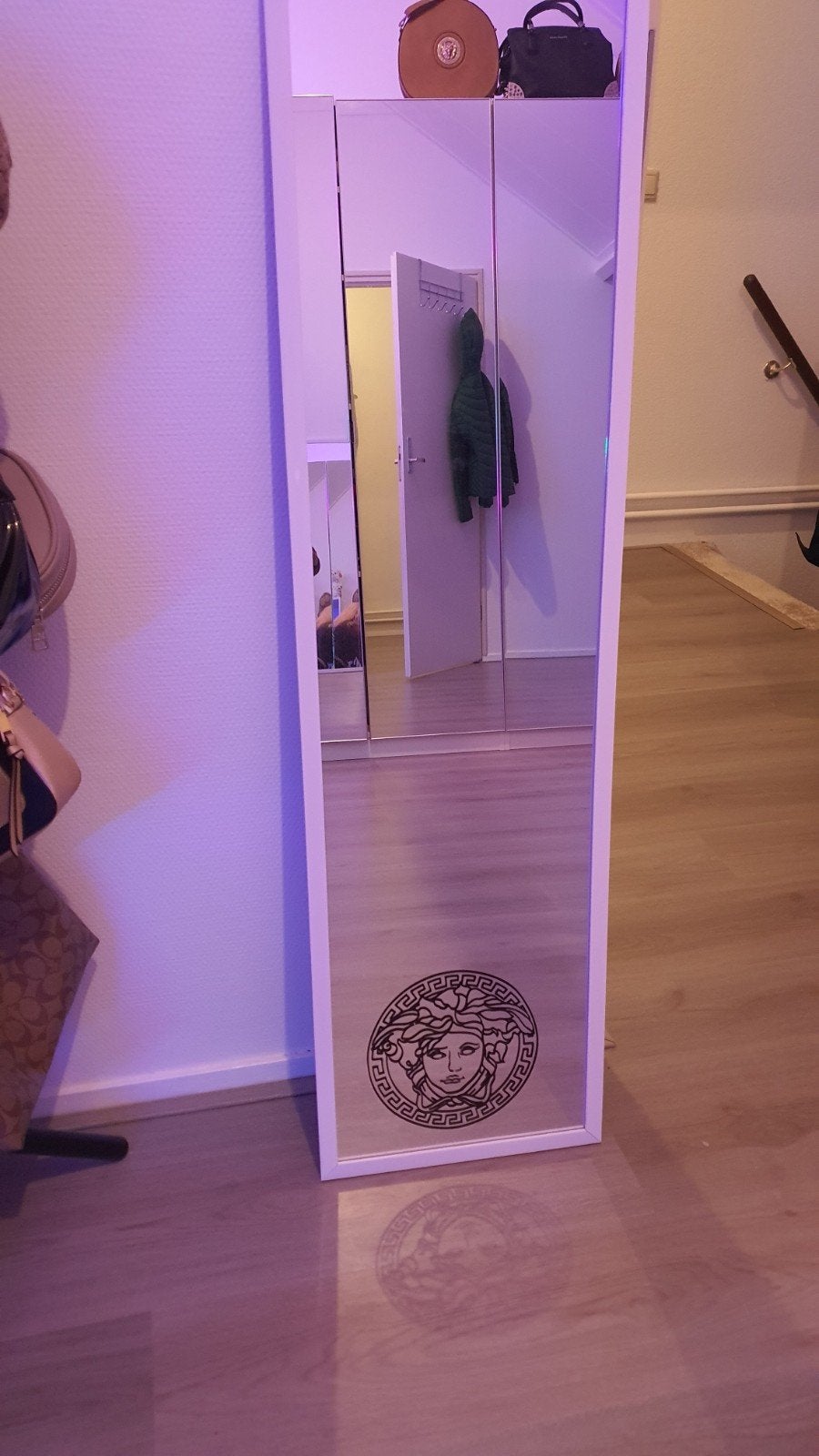 Grote spiegel met Versace Medusa-logo, Ophalen, 200 cm of meer, Zo goed als nieuw, Rechthoekig