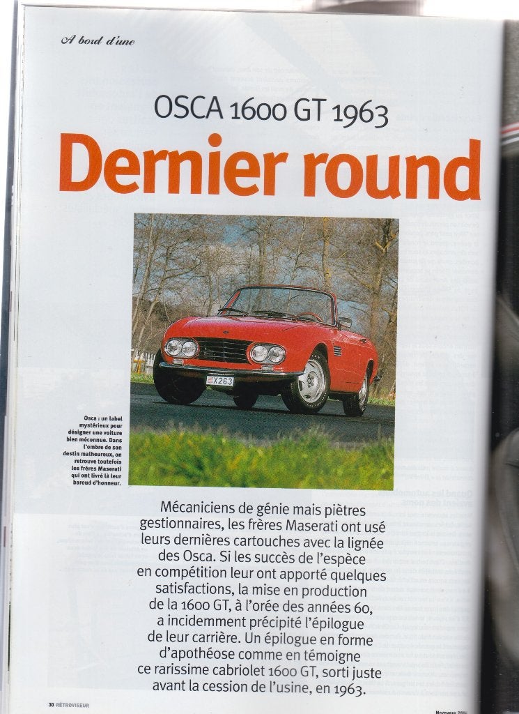 1963 Osca 1600 GT Spider classic car, Verzenden, Gelezen, Algemeen