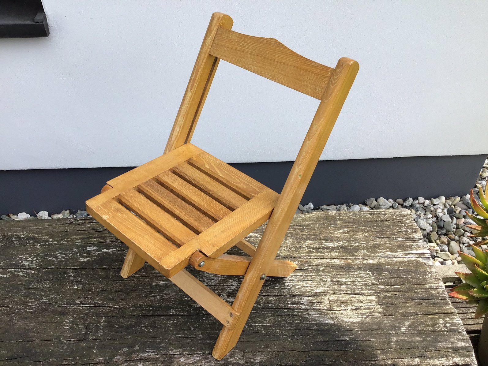 Houten opklapbare peuterstoel of poppenstoel, Ophalen of Verzenden, Zo goed als nieuw, Stoel(en)