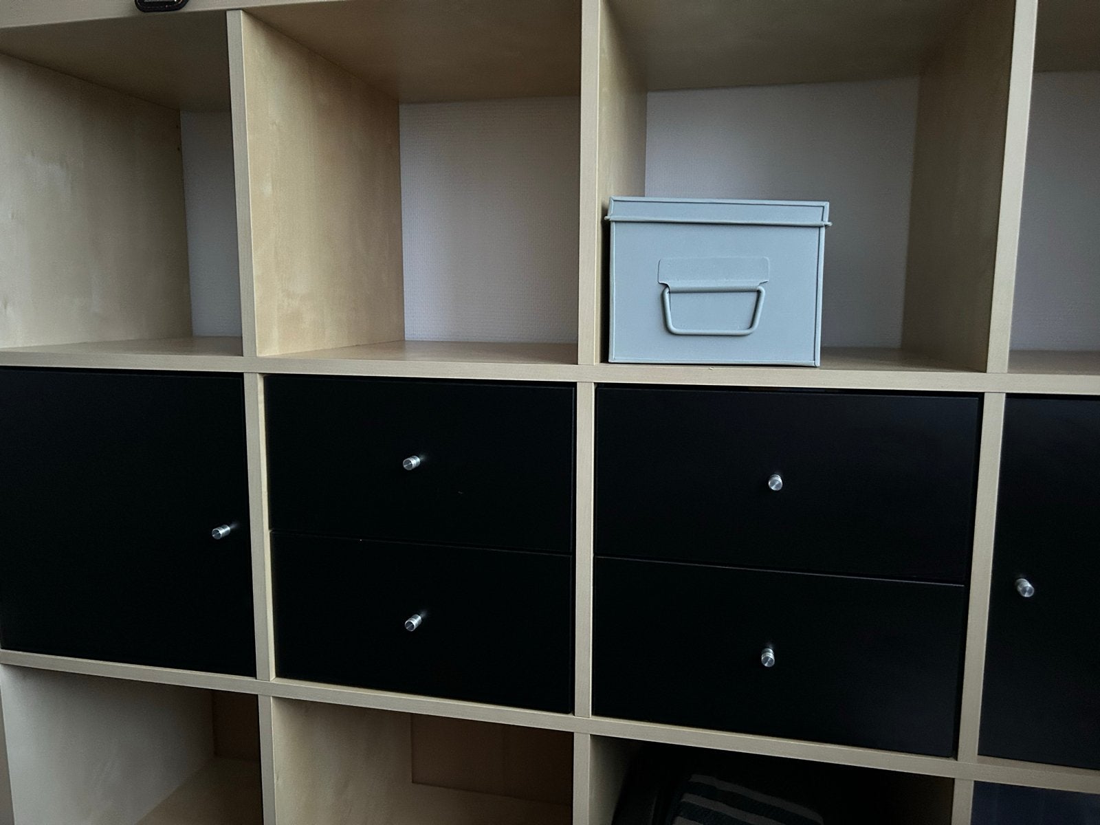 Inzet deur en lades zwart voor Kallax kast, Minder dan 50 cm, Gebruikt, Ophalen of Verzenden, Minder dan 100 cm