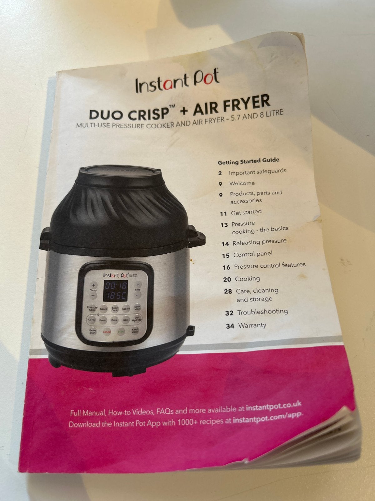 Instant Pot Duo Crisp + Air Fryer (zonder airfryer deksel), Ophalen, Gebruikt, Airfryer, 1500 gram of meer