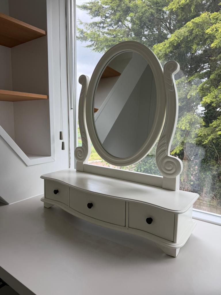 Kaptafel wit met spiegel, Ophalen, Zo goed als nieuw, 50 tot 100 cm, Minder dan 100 cm