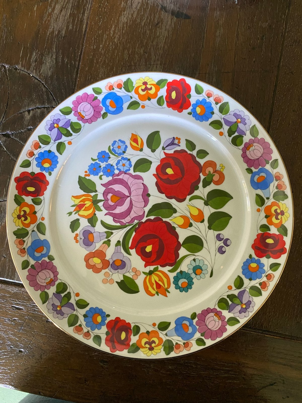 Set van 4 handgeschilderde Kalocsa borden uit Hongarije, Ophalen of Verzenden