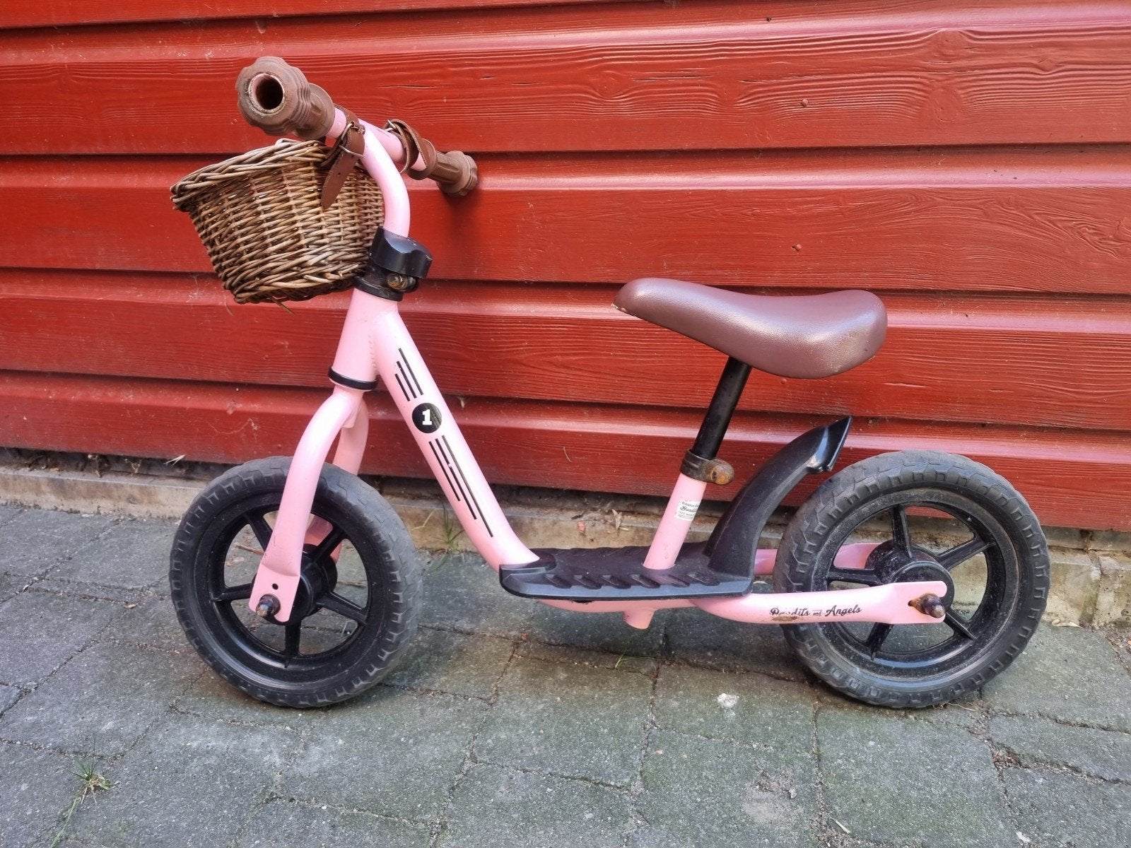 Bandits & Angels Starter Loopfiets Roze met Mand, Ophalen, Gebruikt, Minder dan 16 inch