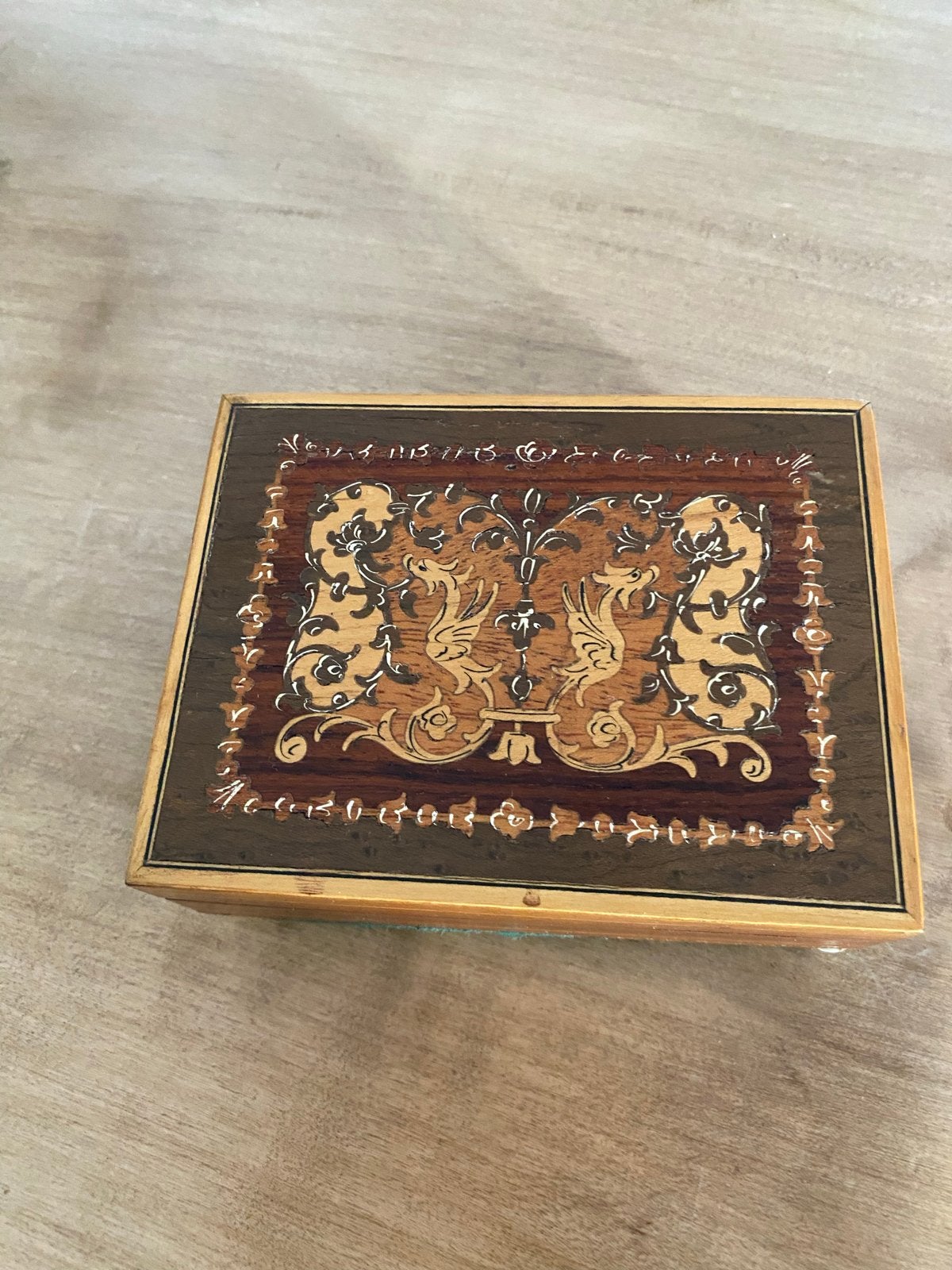 Vintage Muziekdoosje met Intarsia Inlegwerk, Ophalen of Verzenden