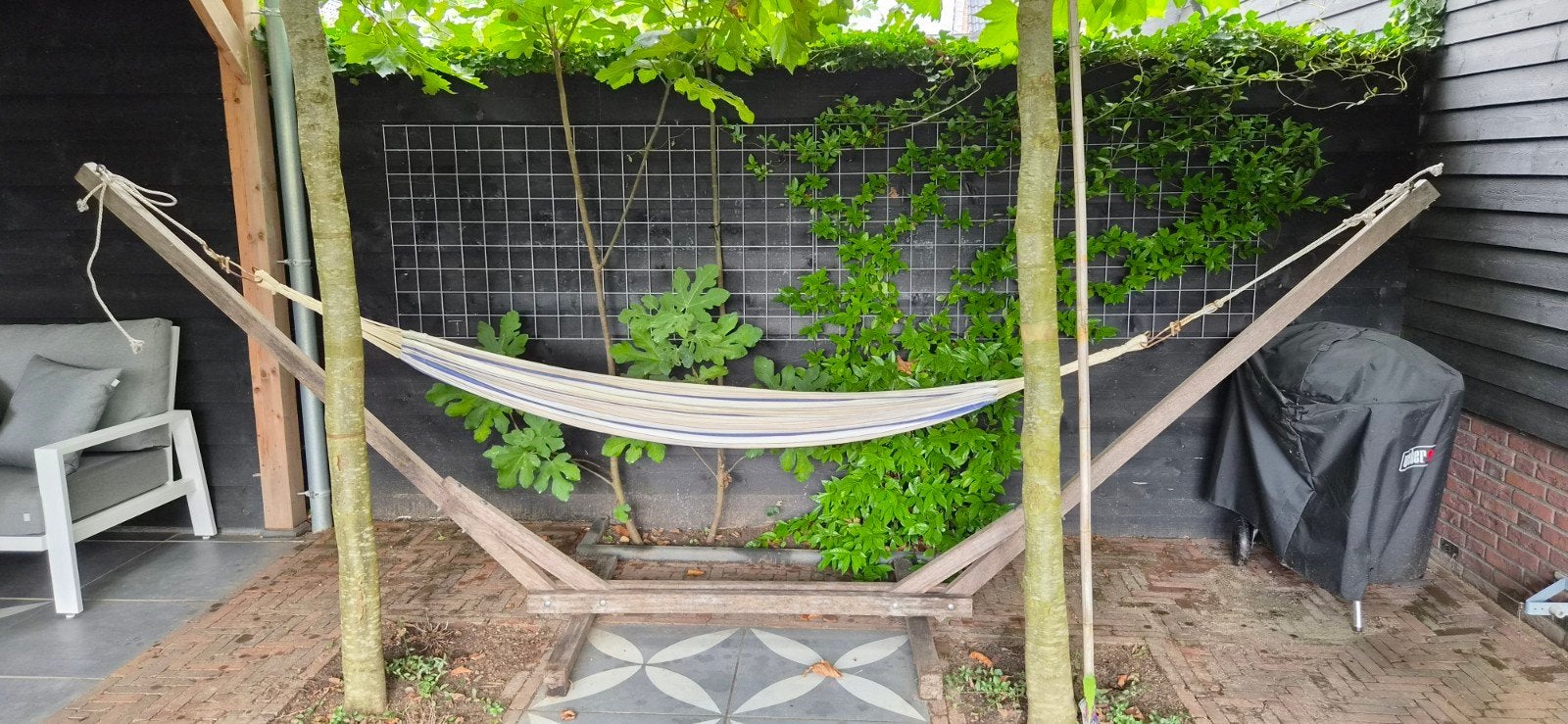 Hardhouten Hangmatstandaard, Tuin en Terras, Ophalen, Gebruikt, Meerpersoons, Met standaard